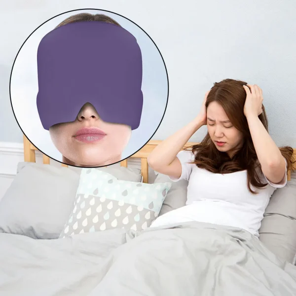 Migraine Relief Hat Head Massage Cap Gel Hot Cold Compress Therapy Headache Hat for Relief Pain Stress Pressure Ice Cap Eye Mask - Image 5